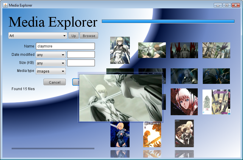 MediaExplorer sample demonstrating JFXtras Layouts